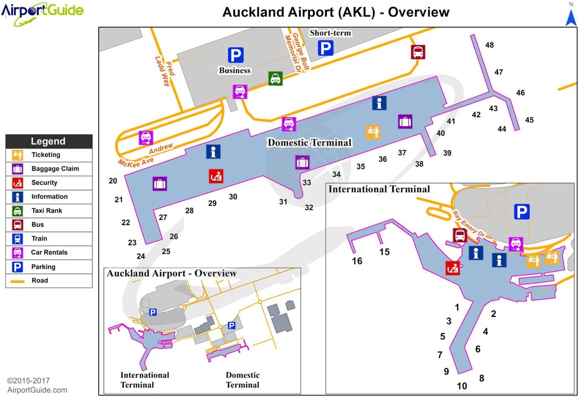 Auckland airport haritası
