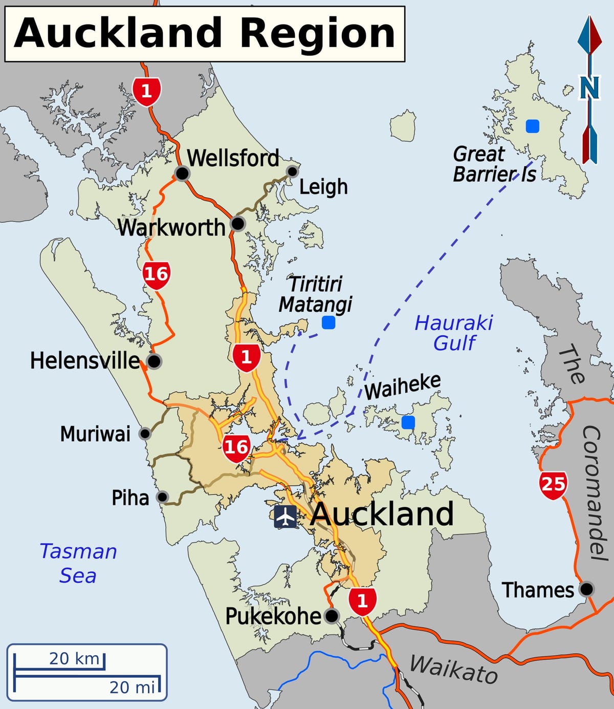 Auckland bölge haritası