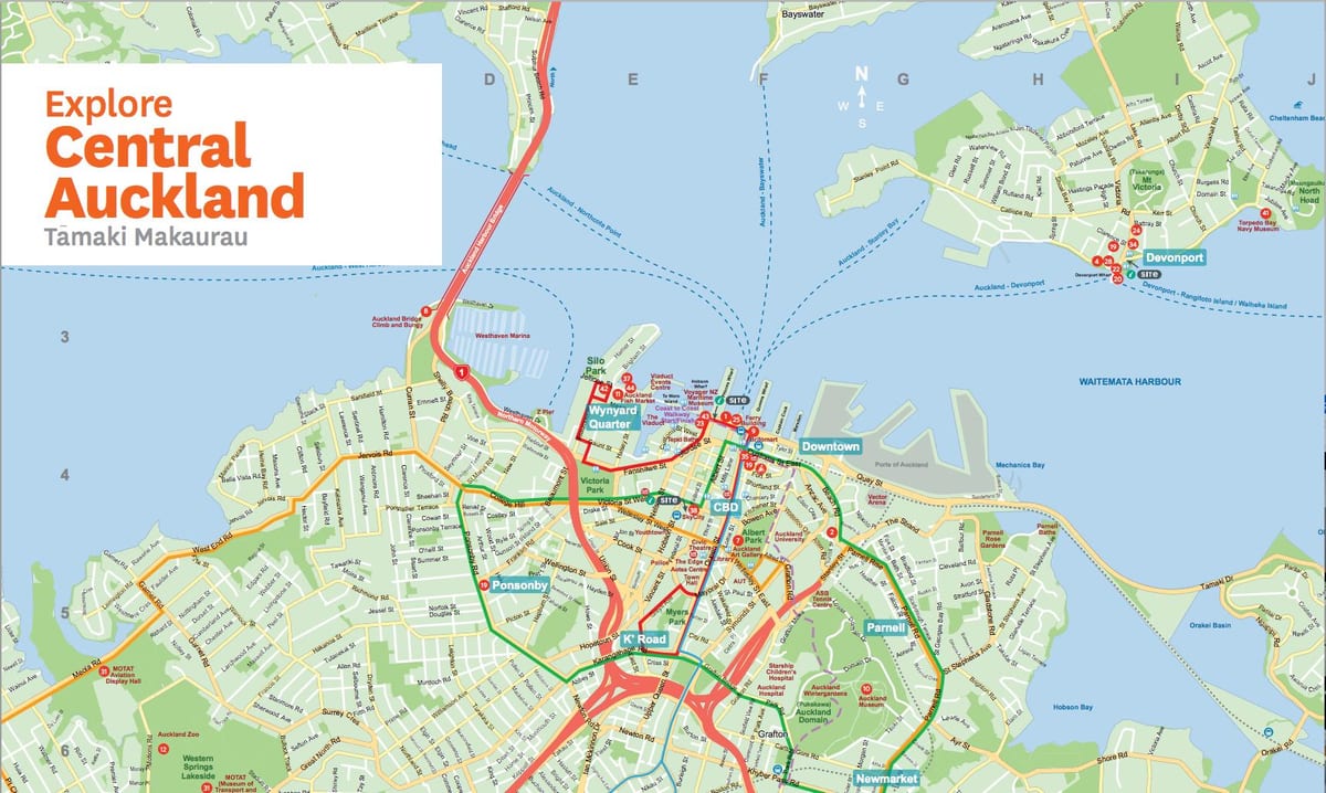 merkezi Auckland haritası