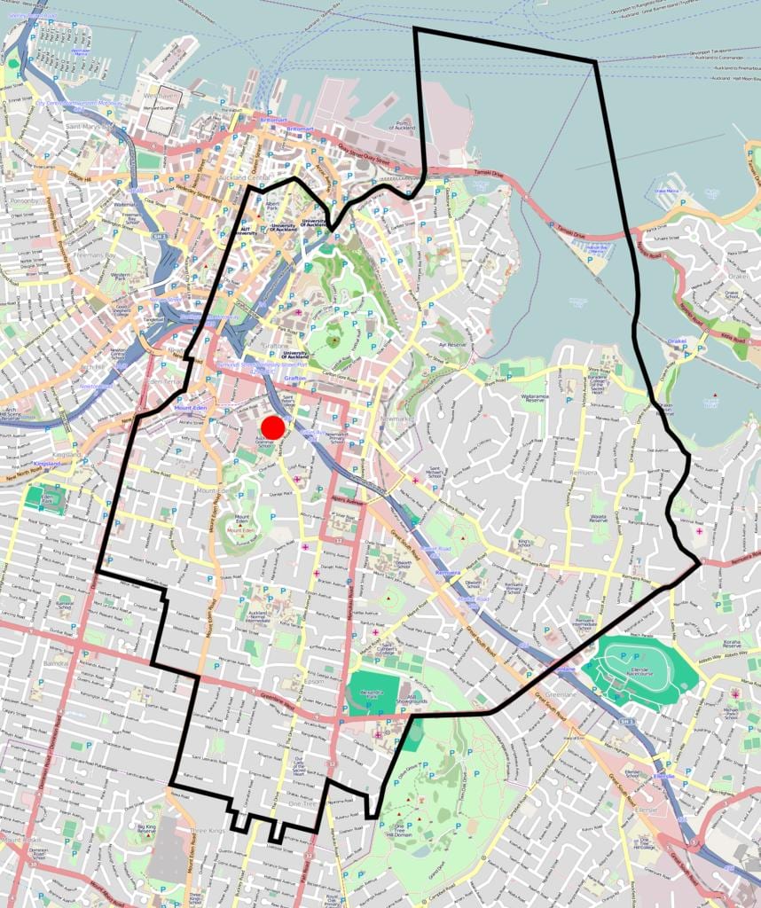 Auckland Gramer okulu bölge haritası