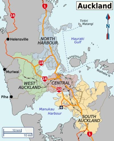 Auckland ilçe haritası