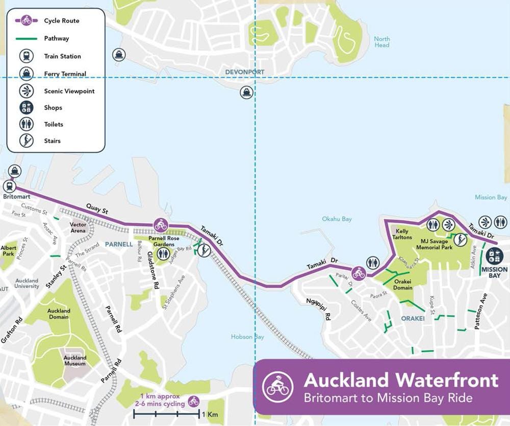 pembe cycleway Auckland harita
