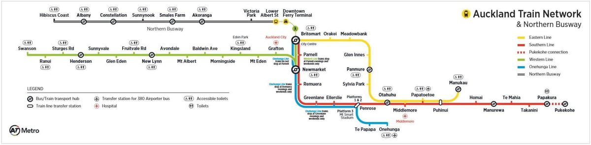 Auckland tren ağı haritası