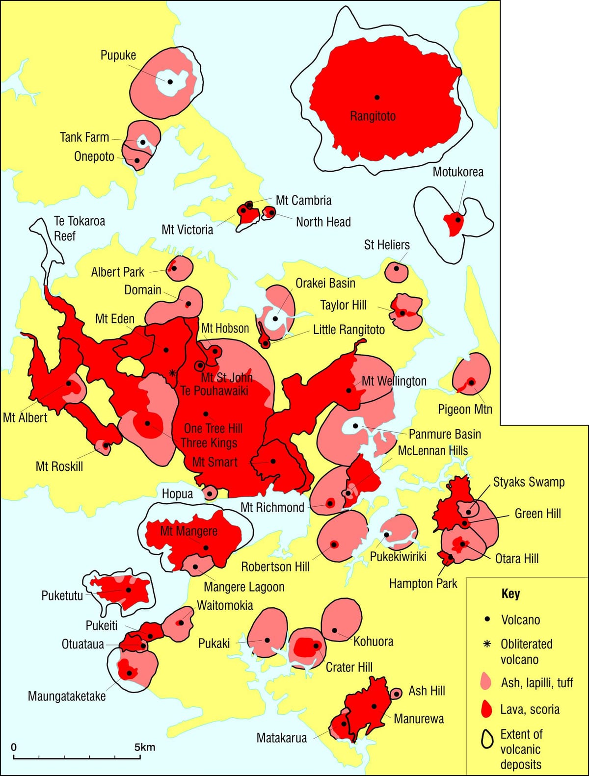 Auckland volkanlar haritası
