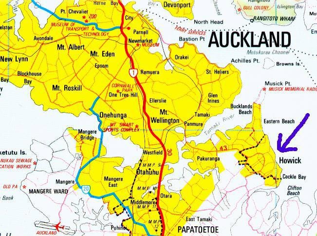Howick Auckland haritası